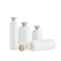 Botella de Plástico Verde HDPE Ecológica Personalizada de 250ml 300ml 400ml 16oz para Champú y Tarro de 8oz para Loción Corporal