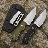 Couteau de cou à lame fixe personnalisé, couteau de poche droit en acier 14C28N, manche G10, couteau utilitaire EDC avec étui pour camping et chasse GT0191