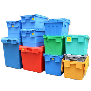 Warehouse moving Plastic Crate Tough Storage with Lid Stackable Removal Storage Crates