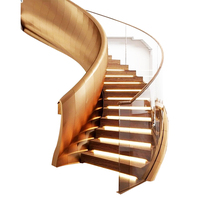 Haut de gamme taille personnalisée verre trempé clair courbé Double main courante incurvée moderne courbure escalier en verre garde-corps balustrade sécurité