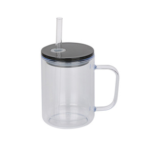 Taza de viaje transparente personalizada de color caramelo de 17 oz con asa y pajita para bebidas y café - Product Image 3