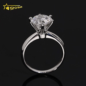 Anello di Fidanzamento da Donna in Platino PT950 con Diamante Coltivato in Laboratorio da 3 Carati, Design Classico a 6 Griffe - Product Image 3
