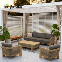Ensemble de canapés d'extérieur modernes en rotin tressé avec structure en aluminium, mobilier de salon imperméable, canapé de jardin minimaliste