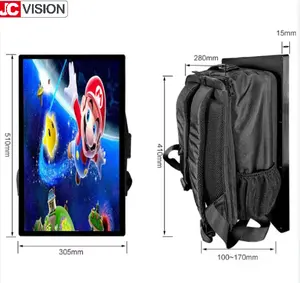 Mochila inteligente JCVISION para publicidade DIY, com tela LCD programável, mochila digital de 21,5 polegadas para caminhar