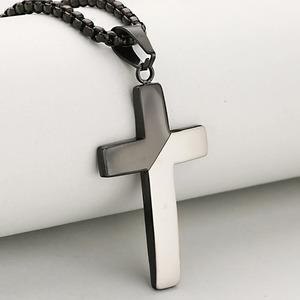 Stainless Steel Colorblock <b>Cross</b> Necklace <b>Pendants</b> Women <b>Men</b> High Polished Religious Charm Chain Christian Faith Prayer Jewelry - Product Image 3