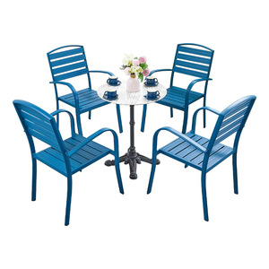 Conjunto de Mesa de Aluminio para Exteriores con Tapa de Mármol, Diseño Contemporáneo para Patio, Jardín, Muebles de Patio, Uso Duradero en Exteriores - Product Image 1