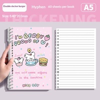 Cuaderno de Dibujos Animados de Perros para Niñas, Diseño de Hojas Sueltas, Tamaño B5, para Estudiantes de Secundaria/Preparatoria