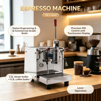 Mesin Espresso Spring Lever, Boiler Uap 2.5L + Boiler Kopi 0.3L, PID 0.1 ° C Precision, Tangki Air 2.5L Terintegrasi
