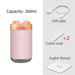 超静か260mlミニクールミストクリスタルソルトストーン超音波アロマオイルディフューザー7色LEDライトポータブル家庭用 - Product Image 5