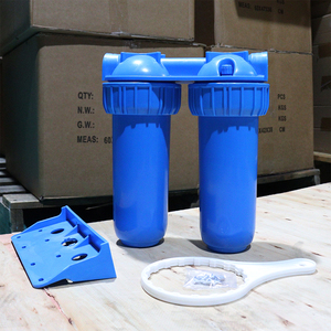 Boîtiers de <span class=keywords><strong>filtre</strong></span> à eau pour toute la <span class=keywords><strong>maison</strong></span>, conception à double étage, bleus, 10"*2.5", avec port standard en laiton, clé de serrage et fixation murale - Product Image 5