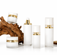 Ensemble d'emballages de luxe pour soins de la peau en or blanc – Flacons de lotion 40ml, 100ml, 120ml et pots de crème 30g, 50g pour toniques, sérums et hydratants