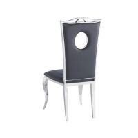 Chaise de salle à manger en velours à dossier haut, design cercle creux, avec piètement en acier inoxydable poli antirouille, chaise d'appoint confortable et courbée pour projets hôteliers