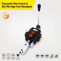 Vanne de commande directionnelle monobloc hydraulique pneumatique pilotée série P80 80L/min, personnalisée pour tracteurs et machines agricoles