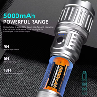 Lampe torche Foxhawk à vente directe, rechargeable par USB, étanche IP66, en alliage d'aluminium, zoom rétractable, ultra-lumineuse, faisceau de 1000M+