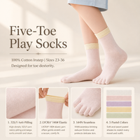 Chaussettes cinq doigts pour enfants de qualité supérieure, en coton peigné 32S, anti-boulochage, avec Lycra extensible doux, tricotées intégralement à la machine sans couture