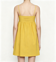 Robe Courte Plissée à Bretelles Fines et Col Carré pour Femme, Taille Empire, Coupe Évasée, Idéale pour l'Été, la Plage et les Vacances, Personnalisable avec Logo