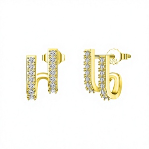 Wholesale <b>Huggie</b> <b>Earrings</b> | 925 <b>Sterling</b> <b>Silver</b> Gold Plated Cubic Zirconia Hypoallergenic Stud <b>Earrings</b> Trendy and Fine Jewelry - Product Image 4