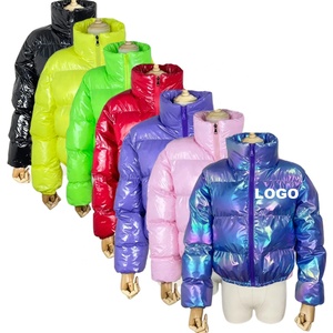 Abrigo de moda de invierno personalizado para <span class=keywords><strong>mujer</strong></span> de talla grande Cálido impermeable deporte al aire libre abajo <span class=keywords><strong>brillante</strong></span> burbuja recortada Puffer <span class=keywords><strong>mujer</strong></span> <span class=keywords><strong>chaqueta</strong></span> Puffer - Product Image 1