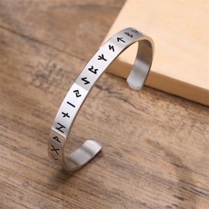 High-end Stainless Steel <b>Cuff</b> <b>Bracelet</b> <b>Silver</b> Color logo Custom Engraved Grease Black Oil Open <b>Bracelets</b> - Product Image 3