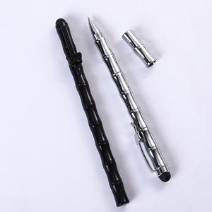 Stylo bille en bambou de haute qualité avec clip en forme de cœur, garniture argentée et dorée, stylet en laiton massif et logo personnalisé - Product Image 3