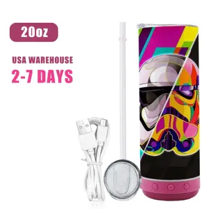 Sublimation Blanks USB Charging Stainless Steel Insulated Wireless 20oz Sublimation Tumbler with Bluetooth Speaker