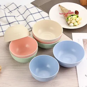 2023 Hot Sale Biodegradable Plastic Dessert Salad Rice Soup Bowl Sets Wheat Straw Fiber Bowl Set