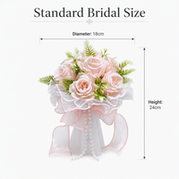 Bouquet de mariée artificiel en roses pour mariage en plein air, avec perles et tulle, bouquet romantique à tenir en main pour la mariée