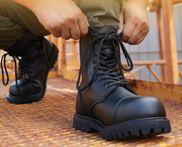American Tactical Bottes longues respirantes en cuir pour hommes Prix d'usine pour la sécurité personnelle Couleur noire