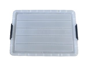 Caja <span class=keywords><strong>de</strong></span> Almacenamiento <span class=keywords><strong>de</strong></span> Plástico Transparente <span class=keywords><strong>de</strong></span> Varios Tamaños con Cierres Laterales Negros, Contenedor Organizador Transparente Apilable <span class=keywords><strong>para</strong></span> Ropa, Juguetes y Armarios - Product Image 1