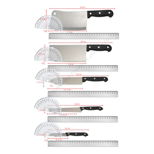 Lot de 8 ustensiles de cuisine A2754 avec tablier en bois et couverts en acier inoxydable – Couteaux inclus - Product Image 5