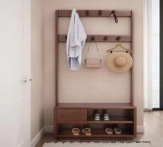 Modern Solid Wood Entryway <b>Storage</b> Cabinet with <b>Shelves</b> and Drawer Freestanding Living Room Furniture Minimalist Design - Product Image 4