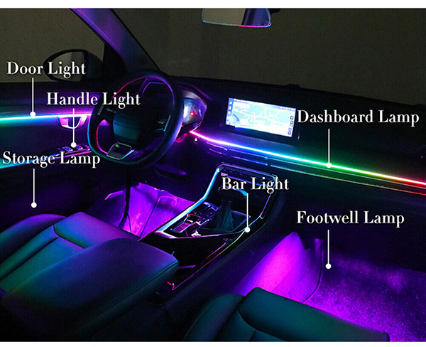Kingshowstar Symphony 18/22 In 1 LED Ambient Light Flexible Optic Fiber Acrylic Strip 12V Car Accessory Foot Light