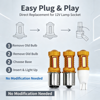 Ampoule LED pour voiture 4014-38SMD, 6000K, blanc, boîtier doré, feu stop, feu de recul, feu de position latéral, 12V