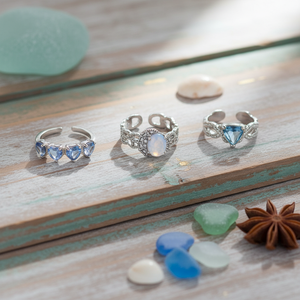 Vendita calda moda di tendenza accatastamento anelli acrilici con cuore di cristallo di ragno intarsio stile Boho per gli uomini e le donne all'ingrosso - Product Image 3