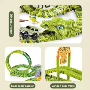 240 pz dinosauro costruzione piste da corsa ingegneria <span class=keywords><strong>pista</strong></span> veicoli ferroviari Slot giocattolo educazione assemblare giocattolo per bambini - Product Image 2