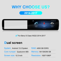 Sistema Estéreo para Auto Android con Pantalla Dual de 12.3 Pulgadas y Velocímetro Integrado, Actualización de Tablero para Benz Clase S W222 2014-2017