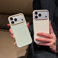 Coque de téléphone antichoc en TPU souple avec contraste de couleurs Macaron Crème Douce pour iPhone 18 17 16 15 14 13 12 11 Pro Max