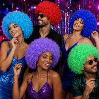 Perruque Courte Afro Bouclée Synthétique 9 Couleurs, Vente en Gros Direct Usine, Unisexe, pour Cosplay de Clown, Fête, Halloween, Carnaval, Déguisement