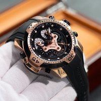 Récif Tiger – montre de Sport de luxe pour hommes, montres en or Rose, bracelet en caoutchouc bleu, montres étanches automatiques RGA3503