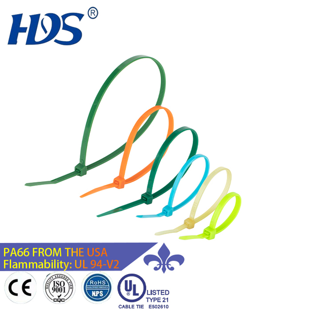 HDS UL Professional Low Price  Nylon Cable Ties  PA66 Biodegradable Bio-based Cable Ties Multifunctional Color 3.6*300mm Zip Tie
