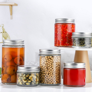 Vente en gros de pots en verre ronds vides pour miel/confiture/petits pots de 100 ml, 150 ml, 180 ml, 250 ml, 380 ml avec couvercle en métal pour le stockage du lait, de la gelée, du sucre - Product Image 6