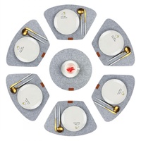 Ensemble de 7 sets de Table en feutre Beige thermo-isolant pour Table à manger en bois