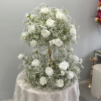 Guirlande florale de luxe moderne en soie blanche de 60 cm pour centre de table de mariage, décoration de pilier d'allée