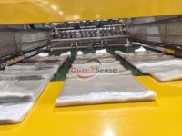 Machine de fabrication de sacs en plastique pour t-shirts, gilets et sacs de shopping, à double couche, six lignes, haute production, thermoscellage et découpe à froid, SHXJ-E1200
