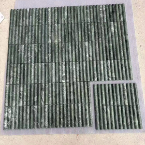 Mosaïque de marbre vert à rayures, moderne, étanche, pour crédence murale de cuisine et salle de bain, 3D concave, finition polie, style <span class=keywords><strong>KitKat</strong></span> - Product Image 1