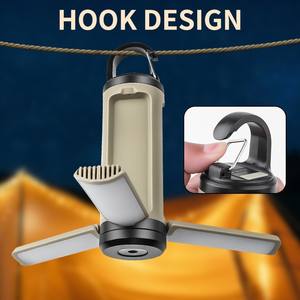 Lámpara de Camping Recargable por USB, Portátil, LED Brillante para Exteriores, con Gancho para Colgar, Linterna Plegable de 3 Aspas - Product Image 3