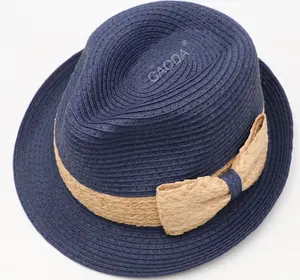Оптовая продажа, Модная Бумажная соломенная шляпа с соломенными бантами из рафии для унисекс