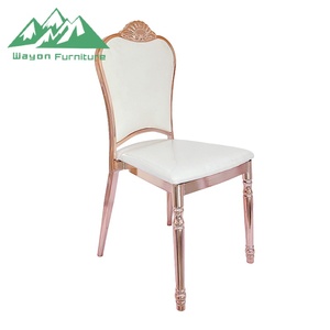 Silla de Banquete de Acero Inoxidable Duradera de Lujo Wayon, Color Oro Rosa, Silla de Comedor de Metal Europea con Respaldo Yuanbao para Sala de Estar de Villa - Product Image 4