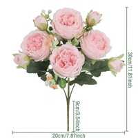 Buket Bunga Mawar Putih Peony 5 Tangkai Buatan Tangan Simulasi Tinggi dari Sutra Alami, Beraroma, untuk Pernikahan, Thanksgiving, Wisuda Modern