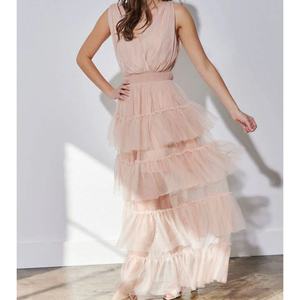 Vestido Maxi de Tul con Volantes en Capas para Mujer, Estilo Casual de Verano, Elegante para Fiestas, Venta al Por Mayor OEM - Product Image 4